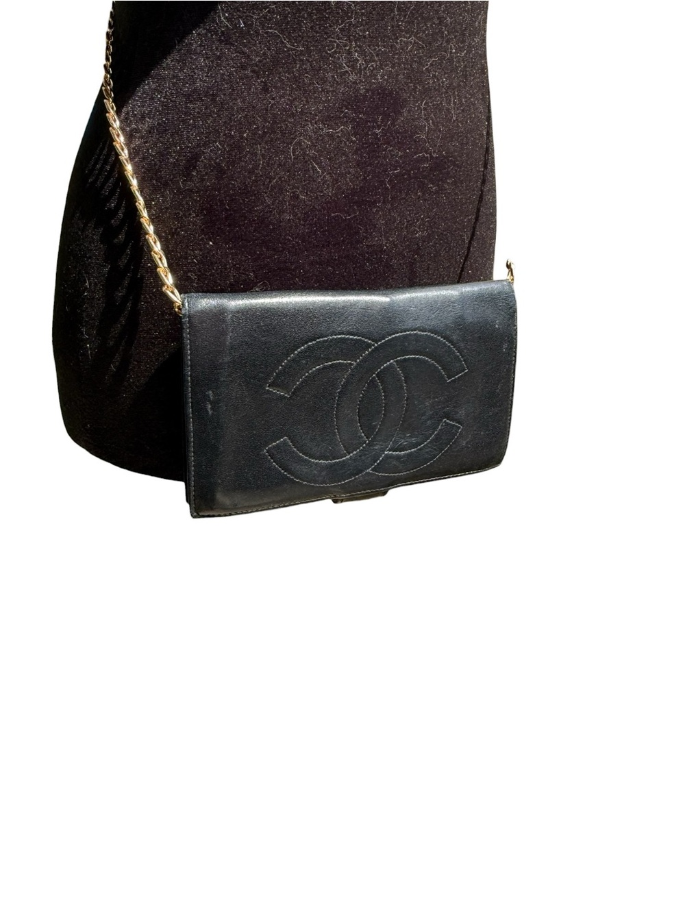 Beautiful Black Leather CHANEL Wallet Series 4 w/ Unbranded Crossbody Chain - Picture 13 of 13